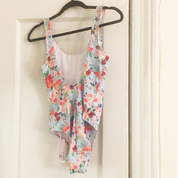 NWT Emme Jordan One Piece Bathing Suit Tropical Flamingo Print Small - Picture 2 of 9